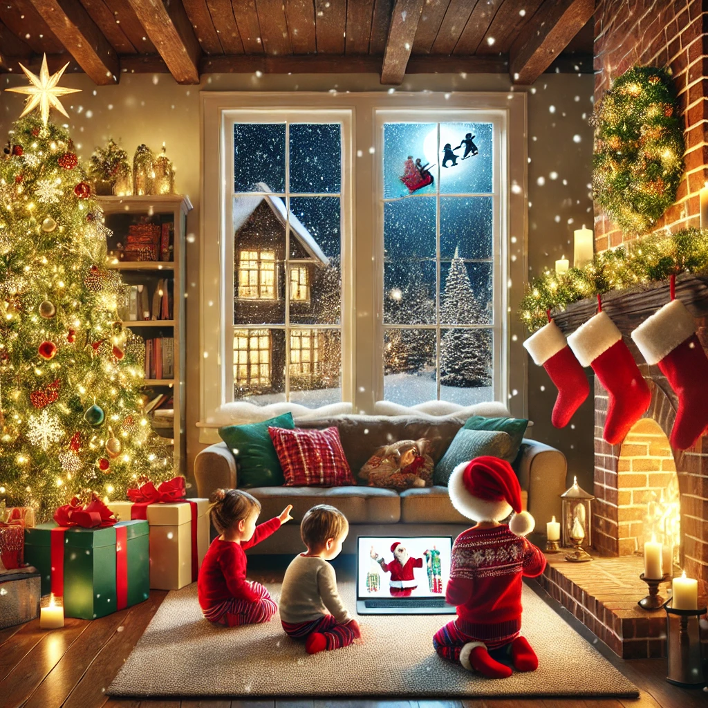 kids looking for santa by santa tracker